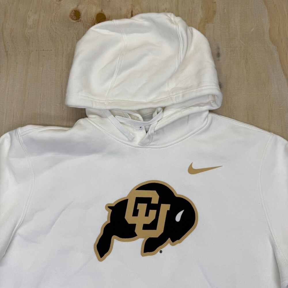 USED DAMAGED MD Colorado Buffaloes Nike Hoodie Sweatshirt Cream - Picture 3 of 10